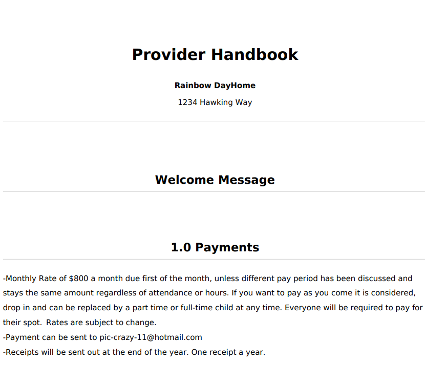 Provider Handbook